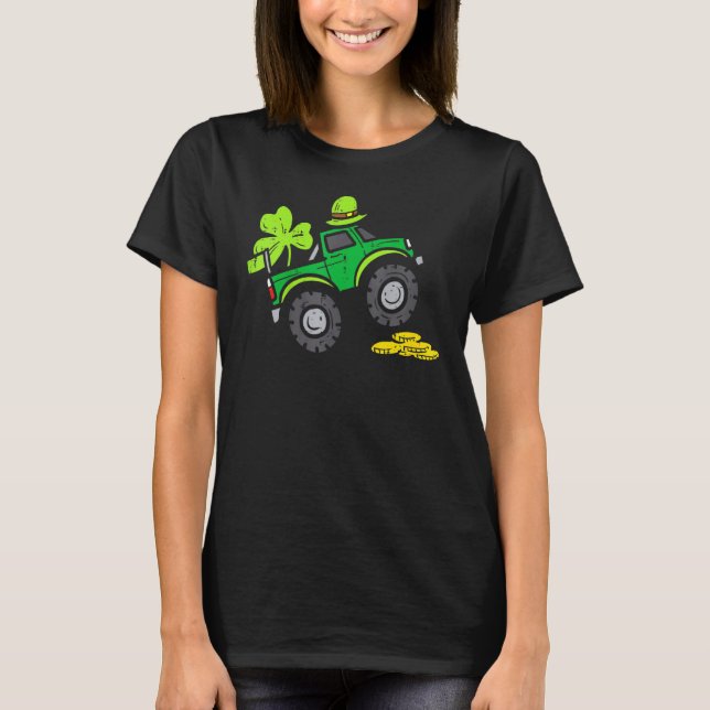 Leprechaun Monster Truck Shamrock St Patrick Day B T-Shirt (Front)