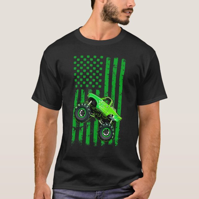 Leprechaun Monster Truck St Patrick Day American F T-Shirt (Front)