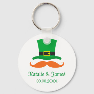 Leprechaun moustache St Patrick's day wedding Key Ring