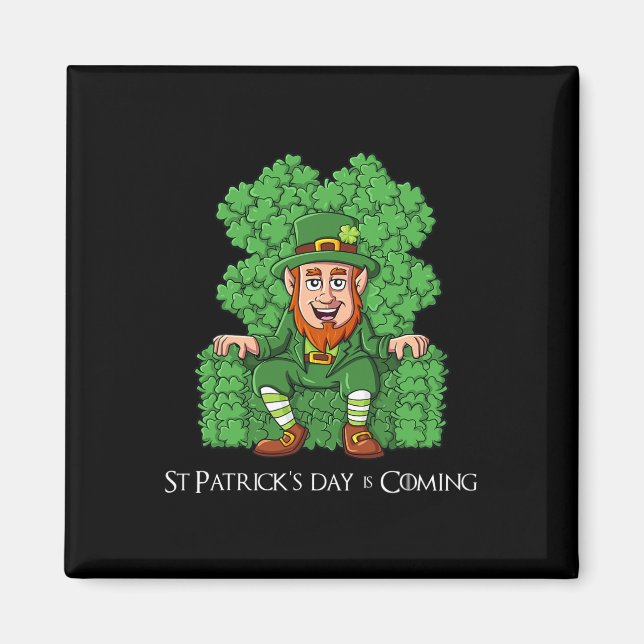Leprechaun On Clover Throne St Patricks Day Boys G Magnet (Front)