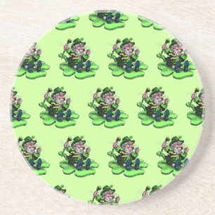 Leprechaun On Shamrock Sandstone Coaster