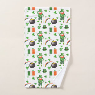 Leprechaun Pattern, Irish, Ireland, St. Paddy's Hand Towel