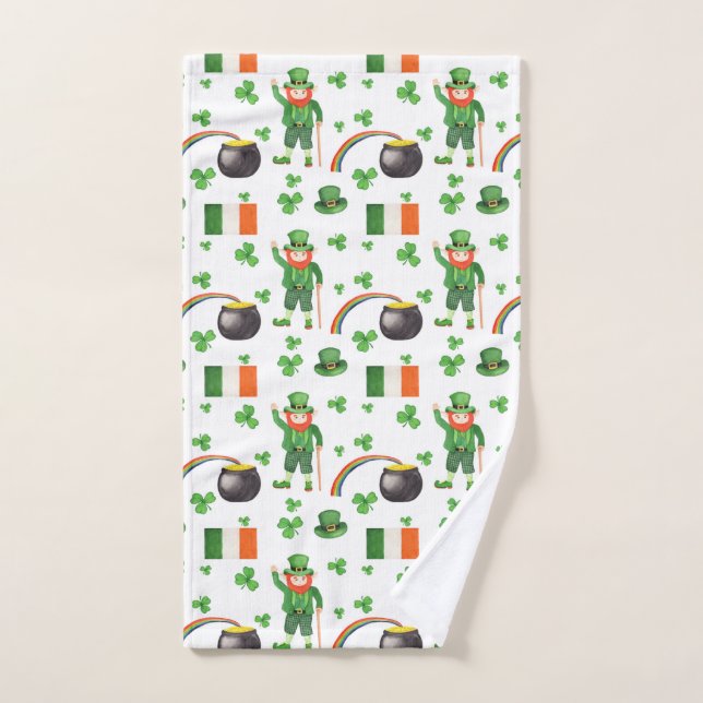 Leprechaun Pattern, Irish, Ireland, St. Paddy's Hand Towel (Hand Towel)