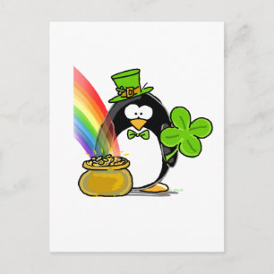 Leprechaun Penguin Postcard