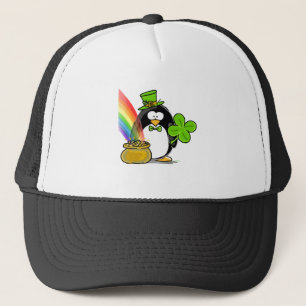 Leprechaun Penguin Trucker Hat