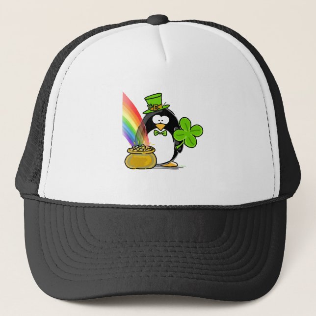 Leprechaun Penguin Trucker Hat (Front)