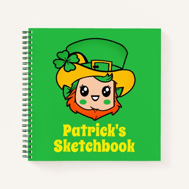  Leprechaun Personalised Kid Sketchbook Notebook (Front)