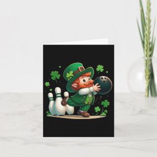 Leprechaun Playing Bowling St Patrick's Day Shamro Card