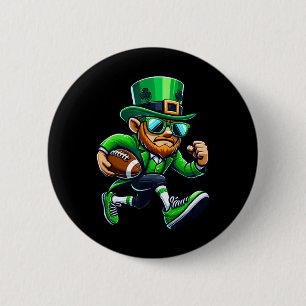 Leprechaun Playing Football St Patricks Day Sport 6 Cm Round Badge