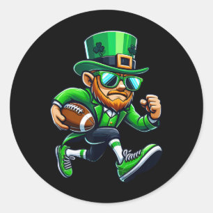 Leprechaun Playing Football St Patricks Day Sport Classic Round Sticker