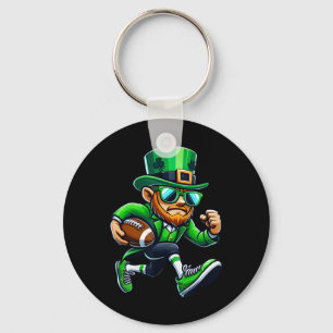 Leprechaun Playing Football St Patricks Day Sport Key Ring