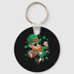 Leprechaun Playing Football St Patricks Day Sport Key Ring