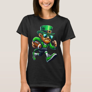 Leprechaun Playing Football St Patricks Day Sport  T-Shirt