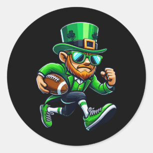 Leprechaun Playing Footll St Patricks Day Sport Me Classic Round Sticker