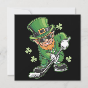 Leprechaun Playing Hockey St Patrick's Day Irish Invitation