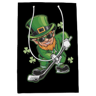 Leprechaun Playing Hockey St Patrick's Day Irish Medium Gift Bag