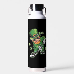 Leprechaun Playing Hockey St Patrick's Day Irish Water Bottle
