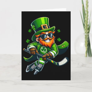 Leprechaun Playing Hockey St Patricks Day Sport Me Card