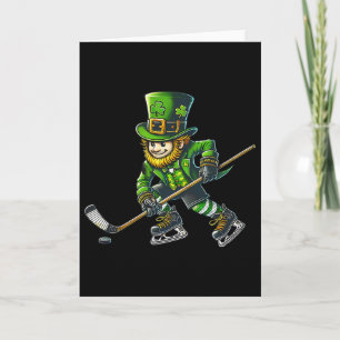 Leprechaun Playing Hockey St Patricks Day Sport Me Card