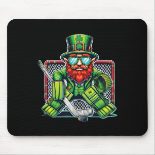 Leprechaun Playing Ice Hockey Goalie St Patricks D Mouse Mat