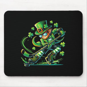 Leprechaun Playing Ice Hockey St Patricks Day Spor Mouse Mat