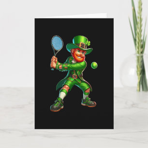 Leprechaun Playing Tennis Shamrock St Patricks Day Card