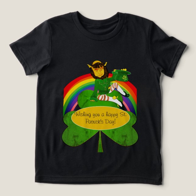Leprechaun rainbow St. Patrick's Tri-Blend Shirt (Design Front)
