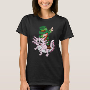 Leprechaun Riding Axolotl St Patricks Day Irish Sa T-Shirt
