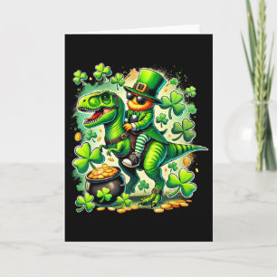 Leprechaun Riding T Rex Dinosaur St Pat Trex Patri Card