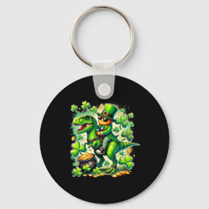 Leprechaun Riding T Rex Dinosaur St Pat Trex Patri Key Ring