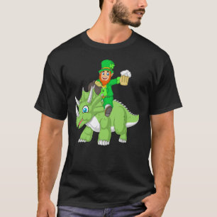 leprechaun riding Triceratops T-Shirt