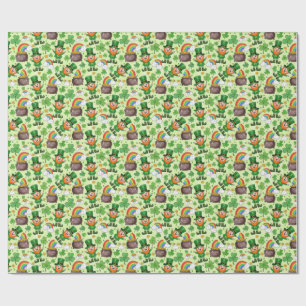 leprechaun saint patrick's wrapping paper