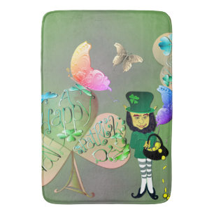 Leprechaun & Shamrock Bath Mat
