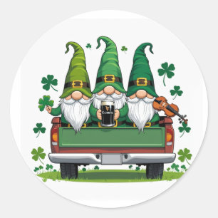 Leprechaun Shamrock irish music Classic Round Sticker