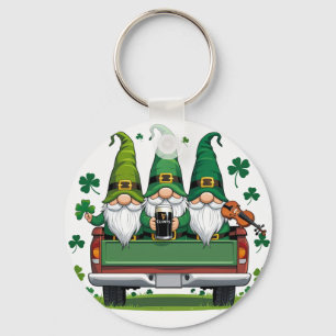 Leprechaun Shamrock irish music Key Ring