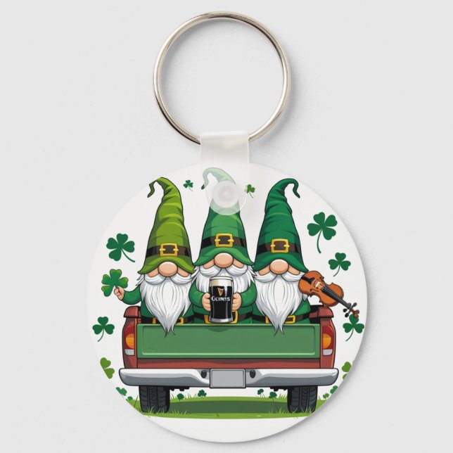 Leprechaun Shamrock irish music  Key Ring (Front)