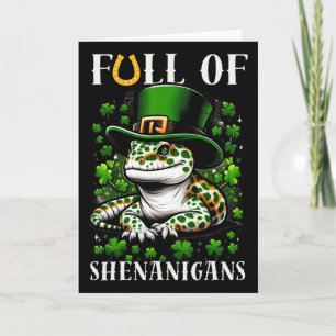 Leprechaun Shamrock Leaf Leopard Geckos St Patrick Card