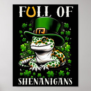 Leprechaun Shamrock Leaf Leopard Geckos St Patrick Poster