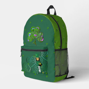 Leprechaun Shamrock Teal Print Cut Sew Bag