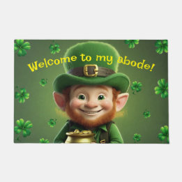 Leprechaun & Shamrocks Door Mat