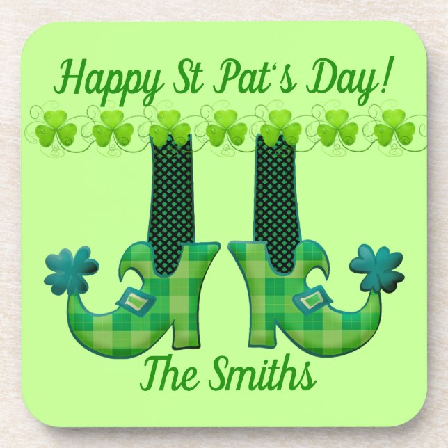 Leprechaun Shoes St Patrick's Day Coaster (Front)