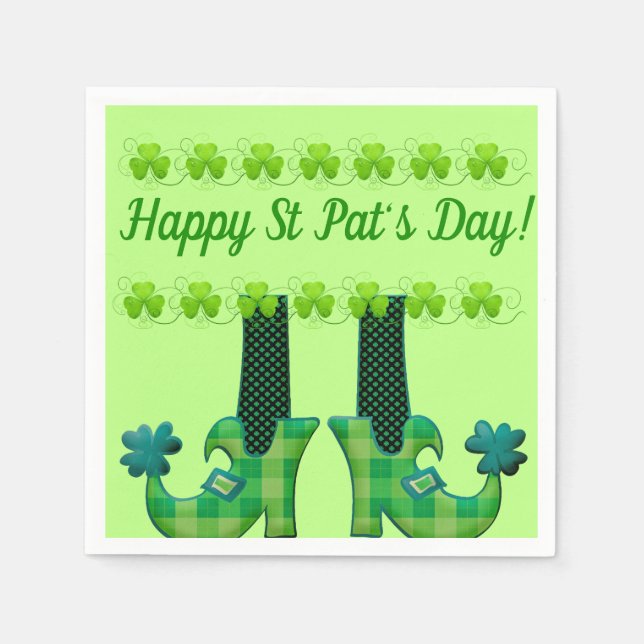 Leprechaun Shoes St Patrick's Day Napkin (Front)