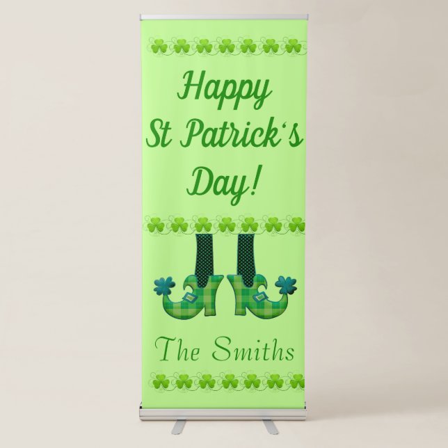 Leprechaun Shoes St Patrick's Day Retractable Banner (Front)