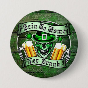 Leprechaun Skull 3: Erin Go Home Yer Drunk 7.5 Cm Round Badge