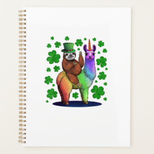 Leprechaun Sloth Riding Llama Unicorn St Patricks Planner