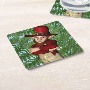 Leprechaun Square Paper Coaster