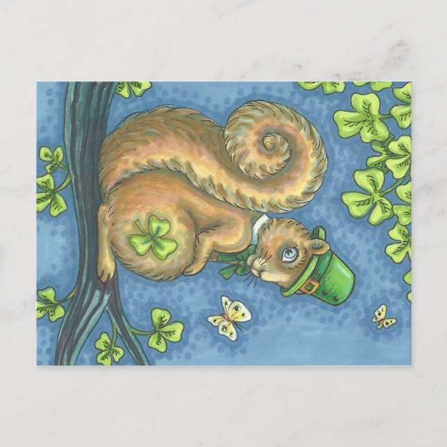 LEPRECHAUN SQUIRREL, ST. PATRICK'S DAY POSTCARD (Front)
