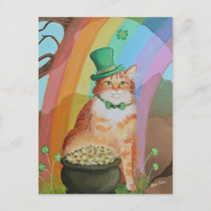 Leprechaun St. Patrick’s Day Tabby Cat Postcard