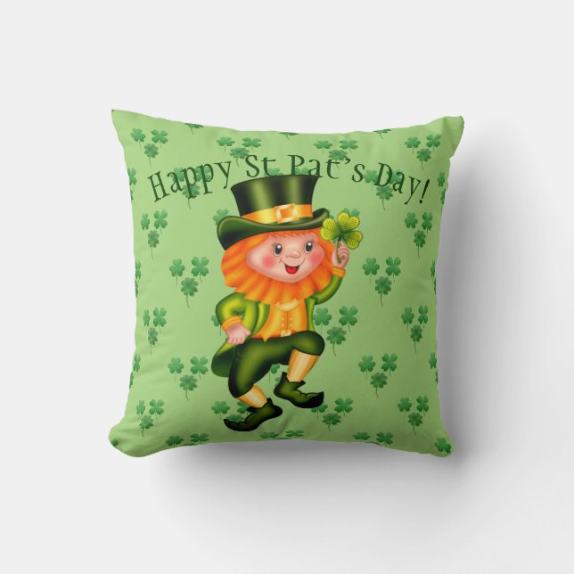 Leprechaun St Patrick's Day Cushion (Front)