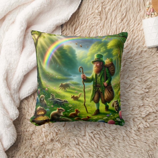 Leprechaun St. Patrick's Day Emerald Green Decor Cushion (Blanket)